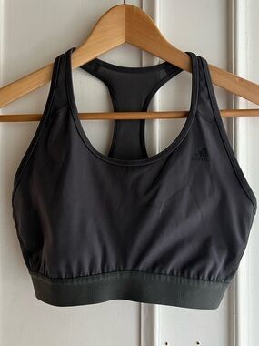 adidas dark grey Racerback Sports Bra with Elastic Band